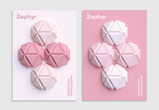 Minimal 3D Poster Design Layout with Geometric Shapes Art