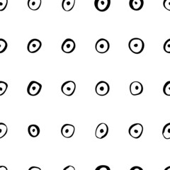 Circles and dots. Vector seamless pattern. Handdrawn with brush and traced. Black and white, customized color.  For printing on fabric or paper. Simple abstract graphic surface pattern design.
