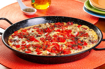 Pizza de frigideira cena de consumo