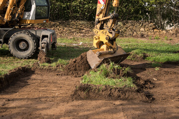 demarcation of a new building on topsoil before the construction of a family house begins