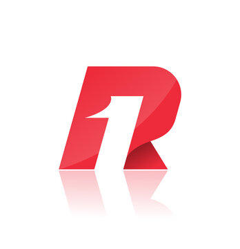 Letter R1 modern negative space logo design vector.
