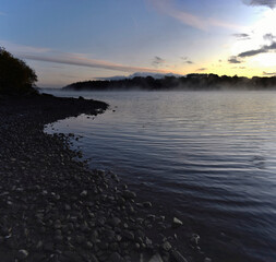 Fototapeta premium Beautiful Sunrise Over Foggy Lake, Ireland