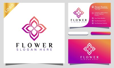 Flower Rose Colorful Logo Design Vector Illustration Template. modern logo design business card