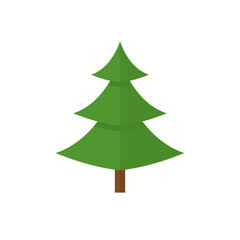 Christmas tree green icon. Tree silhouette vector illustration isolated on white. New Year symbol.