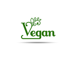 modern and elegant typography Logotype Vegan with Leaf for vegetarian logo design concept- vegan club and food store