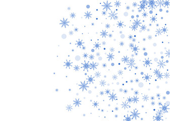 Snowflakes. Snow, snowfall. Falling scattered white snowflakes on a gradient background. Vector