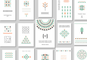 Set of Posters with Geometric  Backgrounds