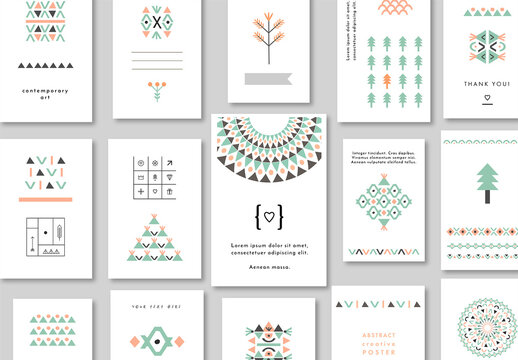 Set of Posters with Geometric  Backgrounds