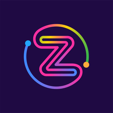 Letter Z logo made of circle shape circuit.