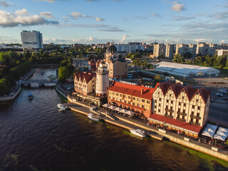 Aerial view of a Kaliningrad, former Koenigsberg, Kaliningrad Oblast, Russia, with Fishermen...
