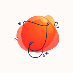 J letter logo on colorful fluid watercolor abstract shape background.