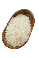 Roher Basmati Reis in einer Holzschale