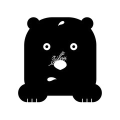 Bear surprised. Minimalism. Scandi style. Vector isolated on a white background