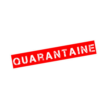 Rubber stamp with text quarantine in french language