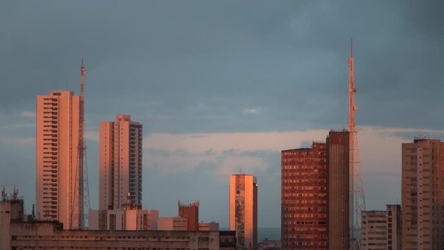 Skyline view of downtown Recife in the late afternoon. Recife / Pernambuco / Brazil. September, 4, 2020.