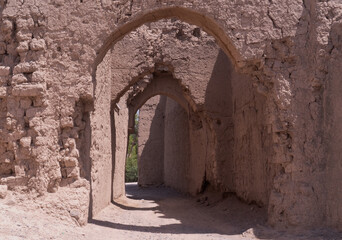 Entrance to the old neighborhood in the state of Al-Hamra in the Sultanate of Oman