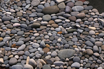 Pile sea gray stones Background from sea gray stones