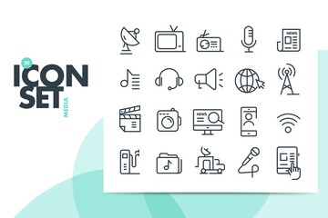 Media icon set. Vector, design elements.