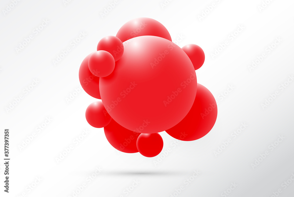 Wall mural molecule design isolated on white background. atoms. 3d molecular structure with blue connected sphe
