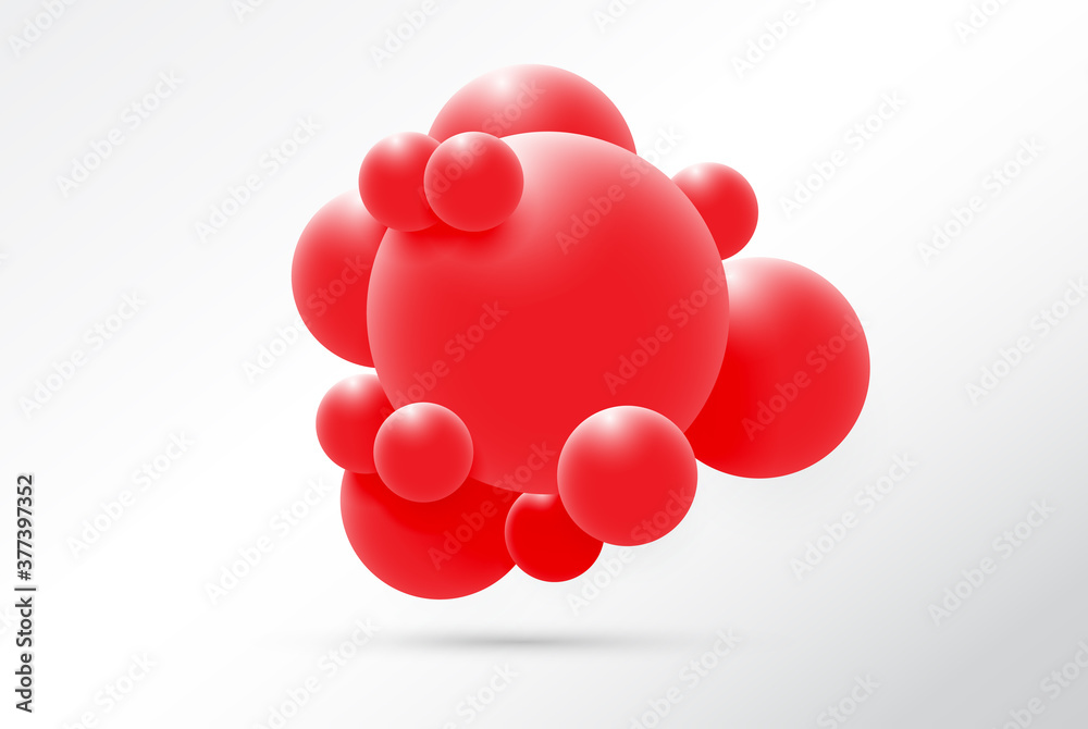 Wall mural molecule design isolated on white background. atoms. 3d molecular structure with blue connected sphe