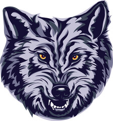 Wolf, portrait, white, black, color, vector, graphics, drawing, picture, stylization, image, isolated, illustration 