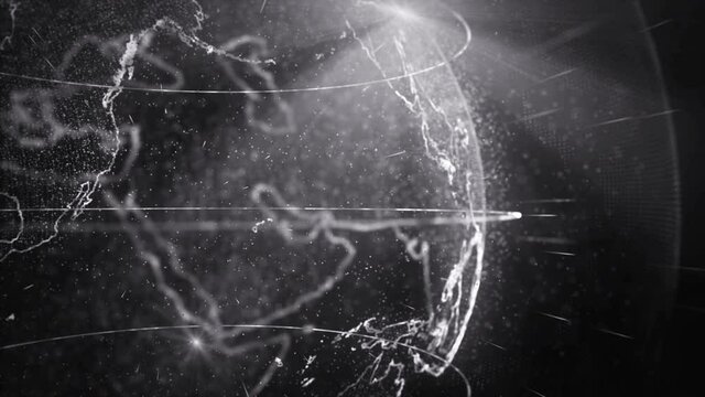 3d rotating world. news generic. Particles with world. movements with light. The lines are moving. particles surrounding the world map 4K