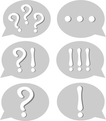 question icons in a gray dialog bubble