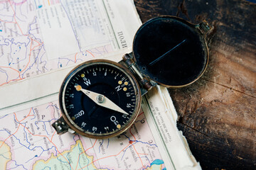 the compass is on the map