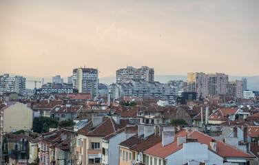 Fototapeta na wymiar Panoramic view of Sofia's soviet era residential blocked houses district