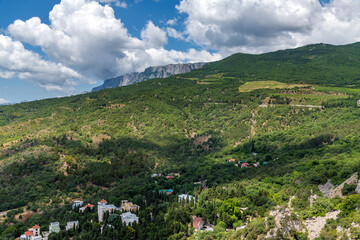 Fototapeta na wymiar Beautiful natural landscape on Mount Koshka, a landmark in Crimea