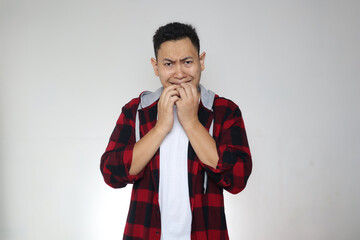 Young Man Nervous Afraid or Worried of Something