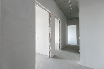 interior of the apartment without decoration in gray colors