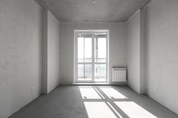 interior of the apartment without decoration in gray colors