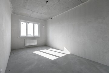 interior of the apartment without decoration in gray colors