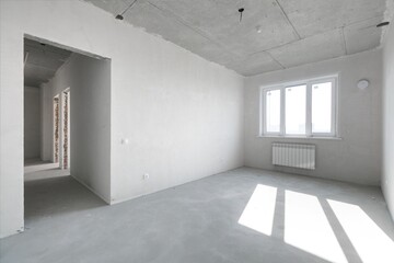 interior of the apartment without decoration in gray colors