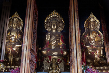 February 2019. Dali, China. The Three Pagodas are located in the Chongsheng temple. Buildings that make up the temple.