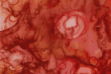 Marble red stone texture. Alcohol ink oriental technique. Abstract vector background. Modern flow paint in natural colors. Design template for banner, poster, invitation.