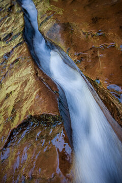 Water runs through a channel near the Subway, Zion National Park.