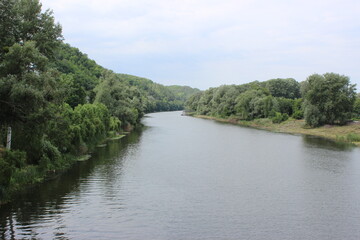Fototapeta premium The Seversky Donets River with green picturesque banks