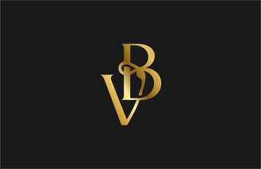 Simple letter VB monogram stylish type gold design logo