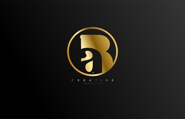 Obraz premium A inside B Logo simple initial circle shape golden color design