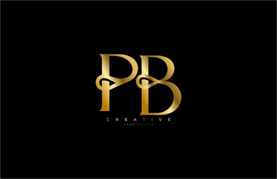 Simple letter PB monogram stylish type gold design logo
