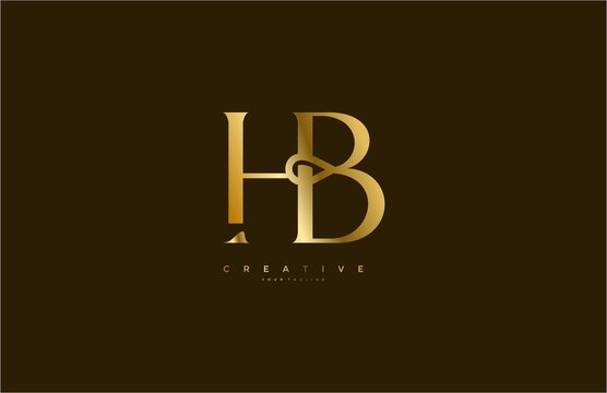Simple letter HB monogram stylish type gold design logo