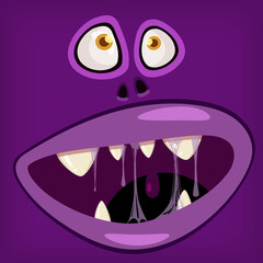 Horror Monster open mouth creepy and scary. Funny jaws teeths drool slime creatures expression monster characters