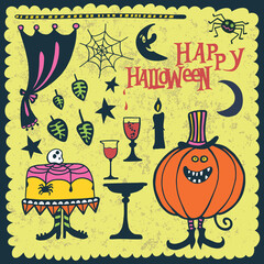 Happy Halloween. Vector halloween decoration set .