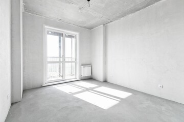 interior of the apartment without decoration in white colors