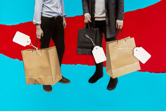 Collage of shopping bags and price tags