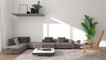 Interior White Wall Background With Furniture