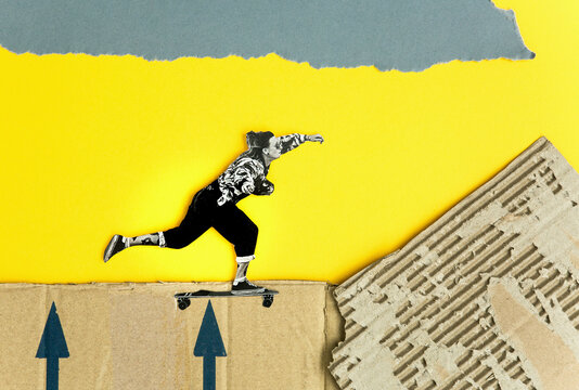 Woman skateboarder collage