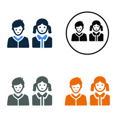 Boy, girl, student icon. Glyph vector isolated on a white background
 